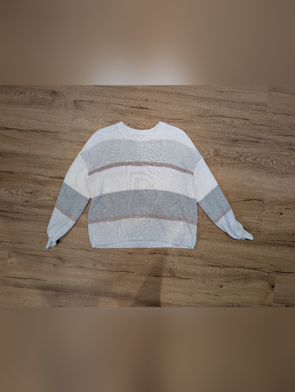 Gentle Fawn | Sweater | Grey, White and Pink | Medium
